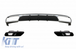 Rear Diffuser with Exhaust Muffler Tips Black suitable for Mercedes E-Class W212 Facelift (2013-2016) only Standard Bumper - CORDMBW212AMGN65B