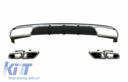Rear Diffuser with Exhaust Muffler Tips Chrome suitable for Mercedes E-Class W212 Facelift (2013-2016) only Standard Bumper - CORDMBW212AMGN63WOL