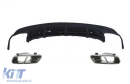 image-72-Rear Diffuser with Exhaust Muffler Tips Chrome suitable for Mercedes CLA W117 X117 Shooting Brake (2013-2018) Sport Pack
