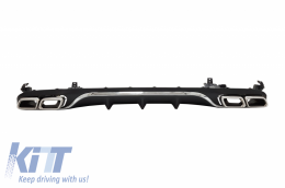 Rear Diffuser with Exhaust Muffler Tips suitable for Mercedes E-Class W213 S213 Standard (2016-2019) E63 Design Chrome Edition-image-6046877