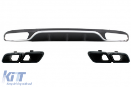 Rear Diffuser with Exhaust Muffler Tips suitable for Mercedes E-Class W213 S213 Standard (2016-2019) E63 Design Black - CORDMBW213ANCTYBWOL