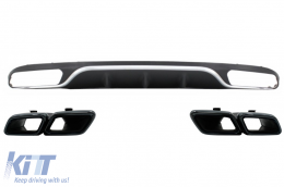 Rear Diffuser with Exhaust Muffler Tips suitable for Mercedes E-Class W213 S213 Standard (2016-2019) E63 Design Black