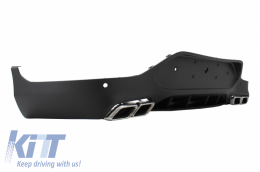 Rear Diffuser with Exhaust Muffler Tips suitable for Mercedes GLC Coupe C253 Sport Line (2015-2019) GLC63 Design Chrome Tips-image-6055452
