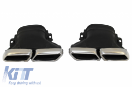 Rear Diffuser with Exhaust Muffler Tips suitable for Mercedes GLC Coupe C253 Sport Line (2015-2019) GLC63 Design Chrome Tips-image-6055460