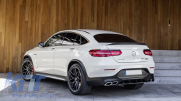 Rear Diffuser with Exhaust Muffler Tips suitable for Mercedes GLC Coupe C253 Sport Line (2015-2019) GLC63 Design Chrome Tips-image-6055466