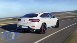Rear Diffuser with Exhaust Muffler Tips suitable for Mercedes GLC Coupe C253 Sport Line (2015-2019) GLC63 Design Chrome Tips-image-6055470