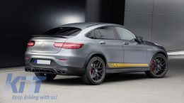 Rear Diffuser with Exhaust Muffler Tips suitable for Mercedes GLC Coupe C253 Sport Line (2015-2019) GLC63 Design Black Tips-image-6055444