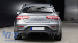 Rear Diffuser with Exhaust Muffler Tips suitable for Mercedes GLC Coupe C253 Sport Line (2015-2019) GLC63 Design Black Tips-image-6055445