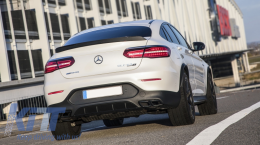 Rear Diffuser with Exhaust Muffler Tips suitable for Mercedes GLC Coupe C253 Sport Line (2015-2019) GLC63 Design Black Tips-image-6055446