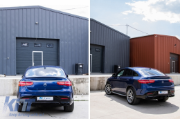 Rear Diffuser with Exhaust Muffler Tips suitable for Mercedes GLE Coupe C292 Sport Line (2015-2019) Night Package GLE63 Design-image-6076943