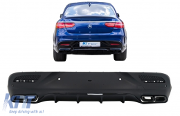 Rear Diffuser with Exhaust Muffler Tips suitable for Mercedes GLE Coupe C292 Sport Line (2015-2019) Night Package GLE63 Design-image-6076944