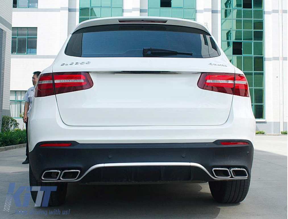 Rear Diffuser with Exhaust Muffler Tips suitable for Mercedes GLC X253 SUV  (2015-07.2019) equipped Standard Package 