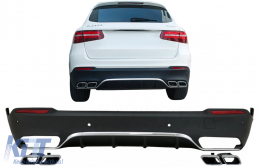 Rear Diffuser with Exhaust Muffler Tips suitable for Mercedes GLC X253 SUV (2015-07.2019) equipped Standard Package-image-6086183