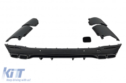 Rear Diffuser with Exhaust Muffler Tips suitable for Mercedes GLE W167 SUV V167 Sport Line (2019-Up) GLE63 Design Full BLack