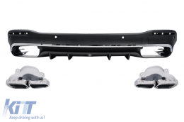 Rear Diffuser with Exhaust Muffler Tips suitable for Mercedes GLE W167 SUV V167 Sport Line (2019-Up) GLE 63 Design - RDMBGLE63W167C