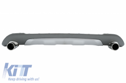 Rear Diffuser with Exhaust Muffler Tips Tailpipe Package and Central Kidney Grilles Double Stripe suitable for BMW X1 SUV F48 (06.2015-2019) M Sport Design-image-6079936