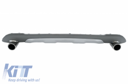 Rear Diffuser with Exhaust Muffler Tips Tailpipe Package and Central Kidney Grilles Double Stripe suitable for BMW X1 SUV F48 (06.2015-2019) M Sport Design-image-6079937
