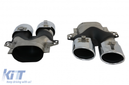 Rear Diffuser with Exhaust Silver Muffler Tips suitable for Mercedes GLC Coupe Facelift C253 (2020-) GLC43 Design-image-6084808