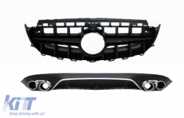 image-21-Rear Diffuser with Exhaust Tips and Central Grille Black suitable for Mercedes E-Class C238 A238 AMG Sport Line (2016+) E53 E63 Design