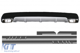 image-60-Rear Diffuser with Exhaust Tips and Side Decals Sticker Vinyl Dark Grey suitable for Mercedes CLA W117 (2013-2016) Sport Pack