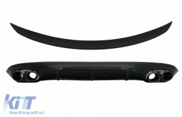 Rear Diffuser with Exhaust Tips and Trunk Boot Spoiler suitable for Mercedes E-Class C238 AMG Sport Line (2016+) E53 Design Black - CORDMBC238E53BTS