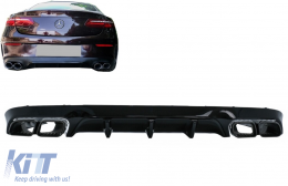 image-1-Rear Diffuser with Exhaust Tips suitable for Mercedes E-Class C238 A238 AMG Sport Line Coupe Cabrio (2016-2019) E63 Night Package Design