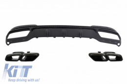 Rear Diffuser with Exhaust Tips Tailpipe Black suitable for MERCEDES E-Class W212 S212 AMG Sport Line Facelift (2013-2016) E63 Design - CORDMBW212AMGBB