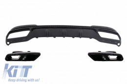 Rear Diffuser with Exhaust Tips Tailpipe Black suitable for MERCEDES E-Class W212 S212 AMG Sport Line Facelift (2013-2016) - CORDMBW212AMGBBS65