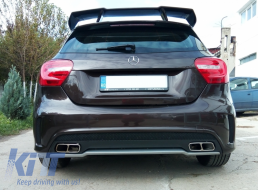 Rear Diffuser with Exhaust Tips Tailpipe & Trunk Spoiler for MERCEDES A-Class W176 (2012-2018) Sport Pack-image-6044835