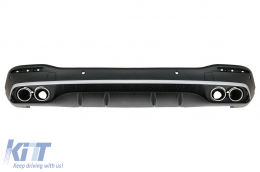 Rear Diffuser with Silver Exhaust Muffler Tips suitable for Mercedes GLE W167 SUV V167 Sport Line (2019-Up) GLE53 Design-image-6078781