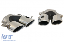 Rear Diffuser with Silver Exhaust Muffler Tips suitable for Mercedes GLE W167 SUV V167 Sport Line (2019-Up) GLE53 Design-image-6078785