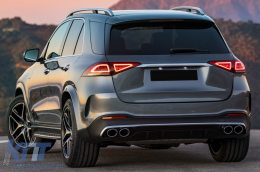 Rear Diffuser with Silver Exhaust Muffler Tips suitable for Mercedes GLE W167 SUV V167 Sport Line (2019-Up) GLE53 Design-image-6078792