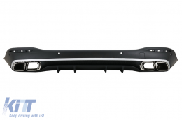 image-59-Rear Diffuser with Silver Exhaust Muffler Tips suitable for Mercedes GLE W167 SUV V167 Sport Line (2019-Up) GLE 63 Design