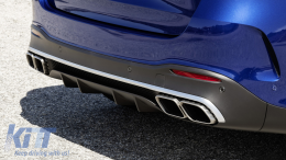 Rear Diffuser with Silver Exhaust Muffler Tips suitable for Mercedes GLE W167 SUV V167 Sport Line (2019-Up) GLE 63 Design-image-6079656
