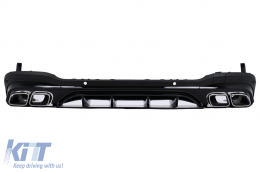Rear Diffuser with Silver Exhaust Muffler Tips suitable for Mercedes GLC SUV X253 Facelift (2020-up) GLC63 Design - RDMBGLCX253F