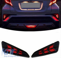 Rear Fog Lamps suitable for Toyota C-HR 2016-2019 Full Led Bar / Dynamic Black 2 Pieces
