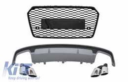 image-38-Rear Valance Air Diffuser with Exhaust Muffler Tips and Front Grille suitable for AUDI A7 4G Facelift (2015-2017) S7 Design