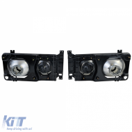 Rechteckige Karat Scheinwerfer Doppelscheinwerfer Schwarzrauch geeignet für VW Bus T3 80-92-image-6200878