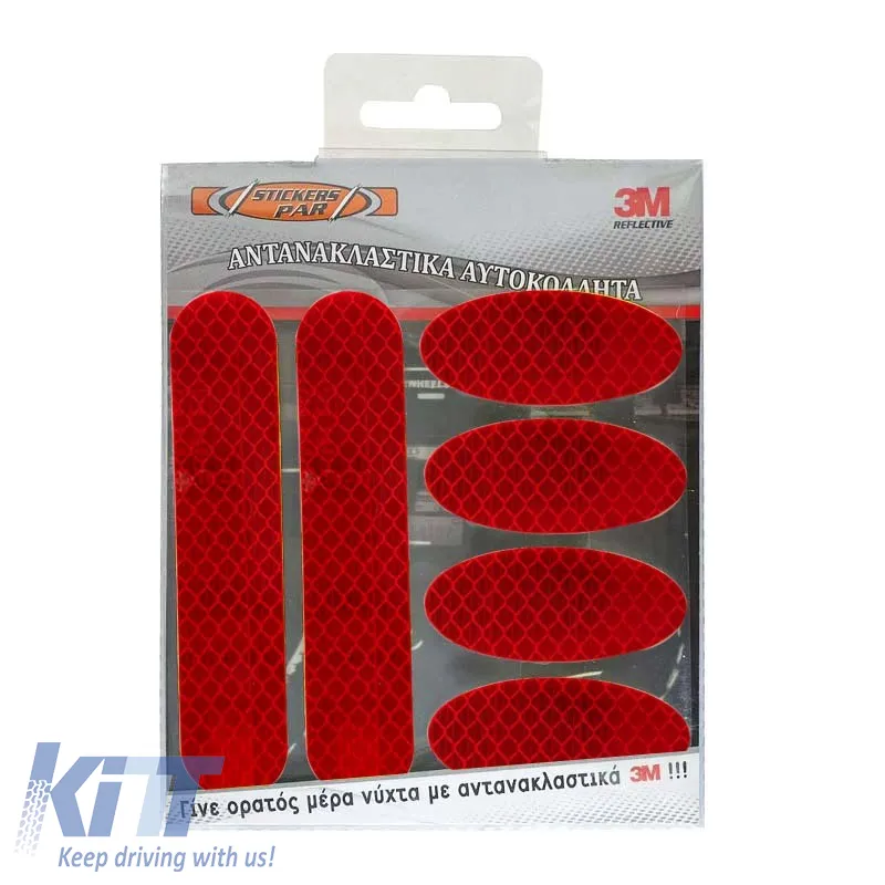Reflective Stickers Large 3M KIT Package 6 Pieces Red 24624