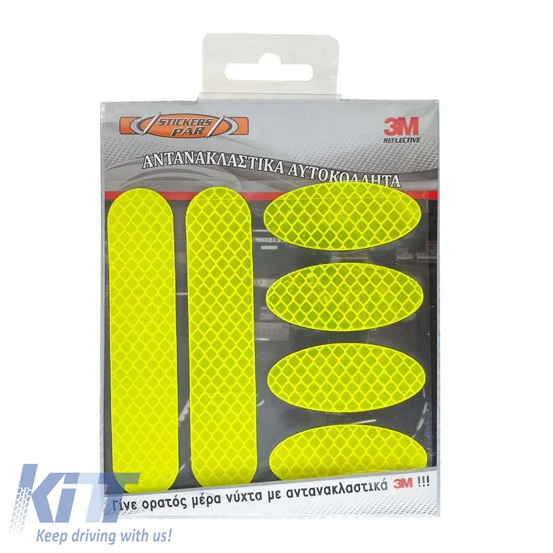 Reflective Stickers Large 3M KIT Package 6 Pieces Yellow 24686