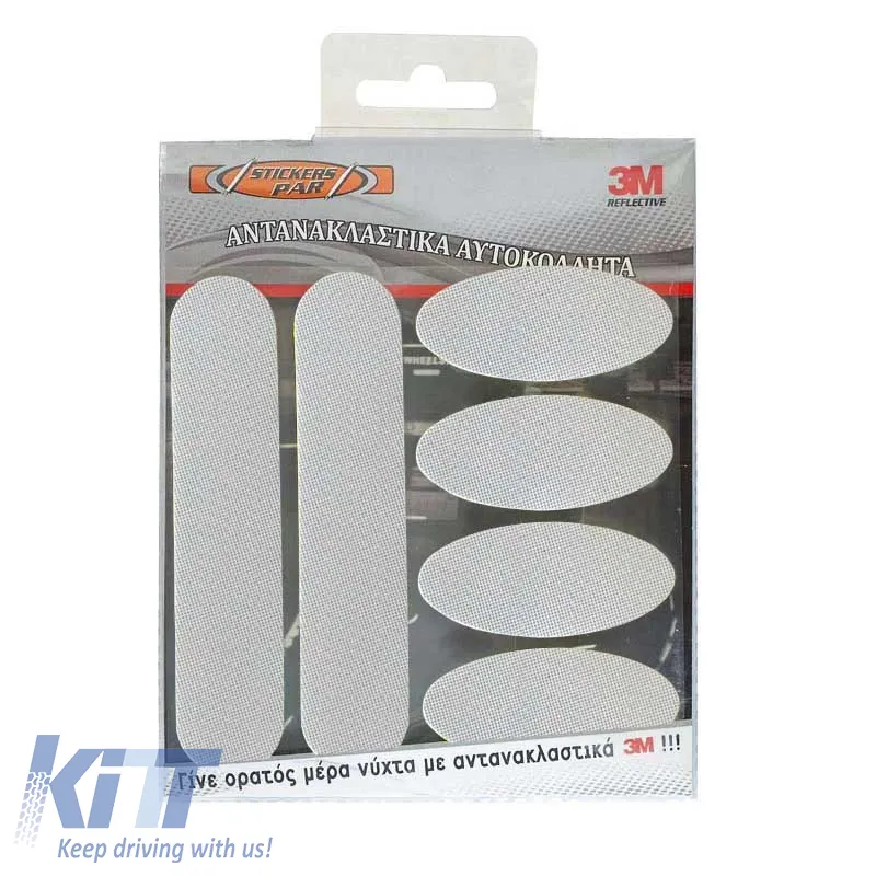 Reflective Stickers Large 3M KIT Package 6 Pieces White 24685