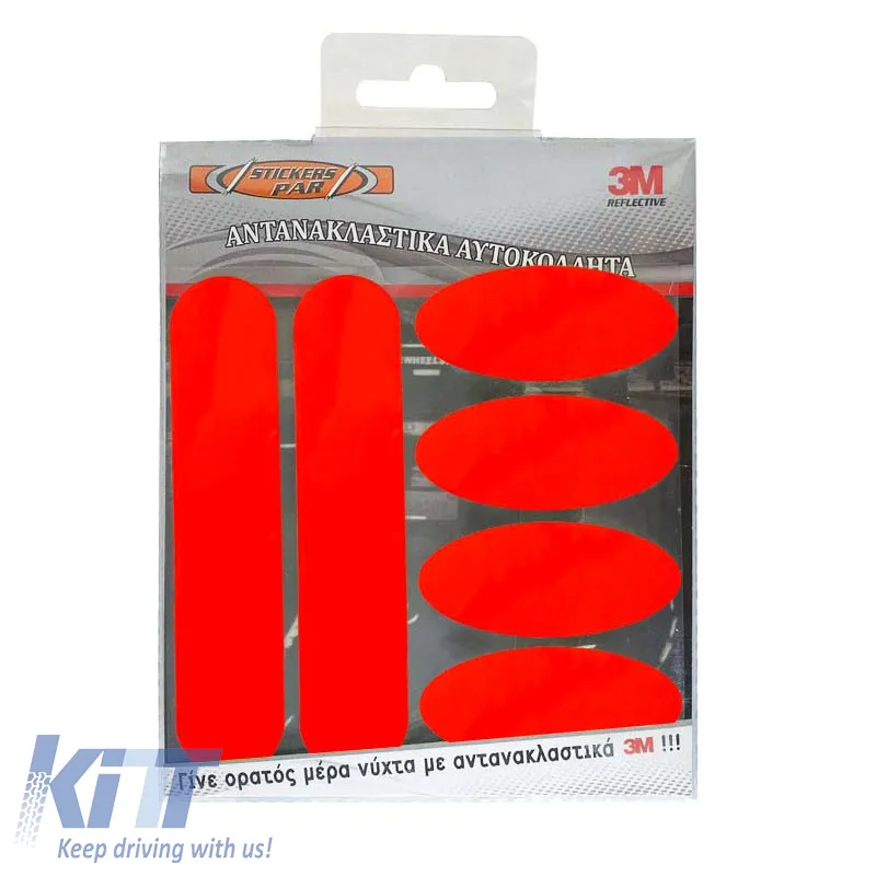 Reflective Stickers Large 3M KIT Package 6 Pieces Orange Fluorescent 24694