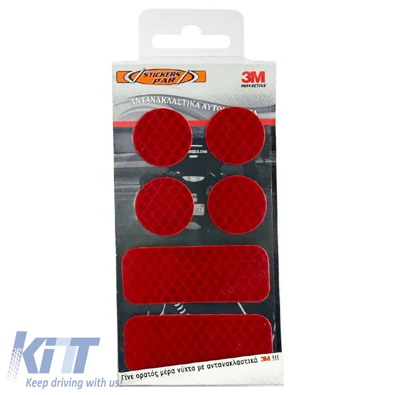 Reflective Stickers Small 3M KIT Package 6 Pieces Red 24625