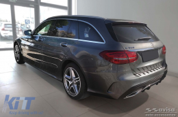 Reinforced Avisa protector suitable for rear bumper of Mercedes C-Class W205 estate 2014-2021, chrome-image-6212022