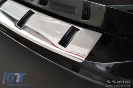 Reinforced Avisa protector suitable for rear bumper of Volkswagen Tiguan, R-line, Allspace 2015-2020, after 2020, eHybrid after 2020, chrome-image-6212032