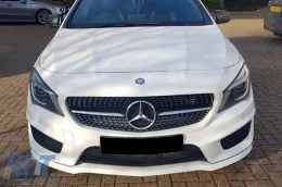 Rejilla de diamante cromada/negra adecuada para Mercedes CLA C117 2013-2018 sin apertura para cámara-image-6236970