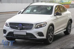 Rejilla de diamante cromada/negra adecuada para Mercedes GLC SUV X253, GLC Coupe C253 2015-2018 con apertura para cámara-image-6236992