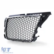 Rejilla de radiador en panal sin emblema en cromo negro mate adecuada para Audi A3 8P 08-13-image-6201118