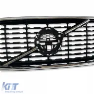Rejilla del radiador negra brillante con marco cromado adecuada para Volvo XC60 II 2017-2021-image-6210296