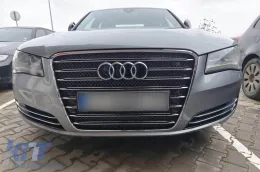 Rejilla delantera tipo W12 cromada/negra adecuada para AUDI A8 2011-2014 con puerto de visión nocturna, con PDC, adecuada para parachoques estándar-image-6162856